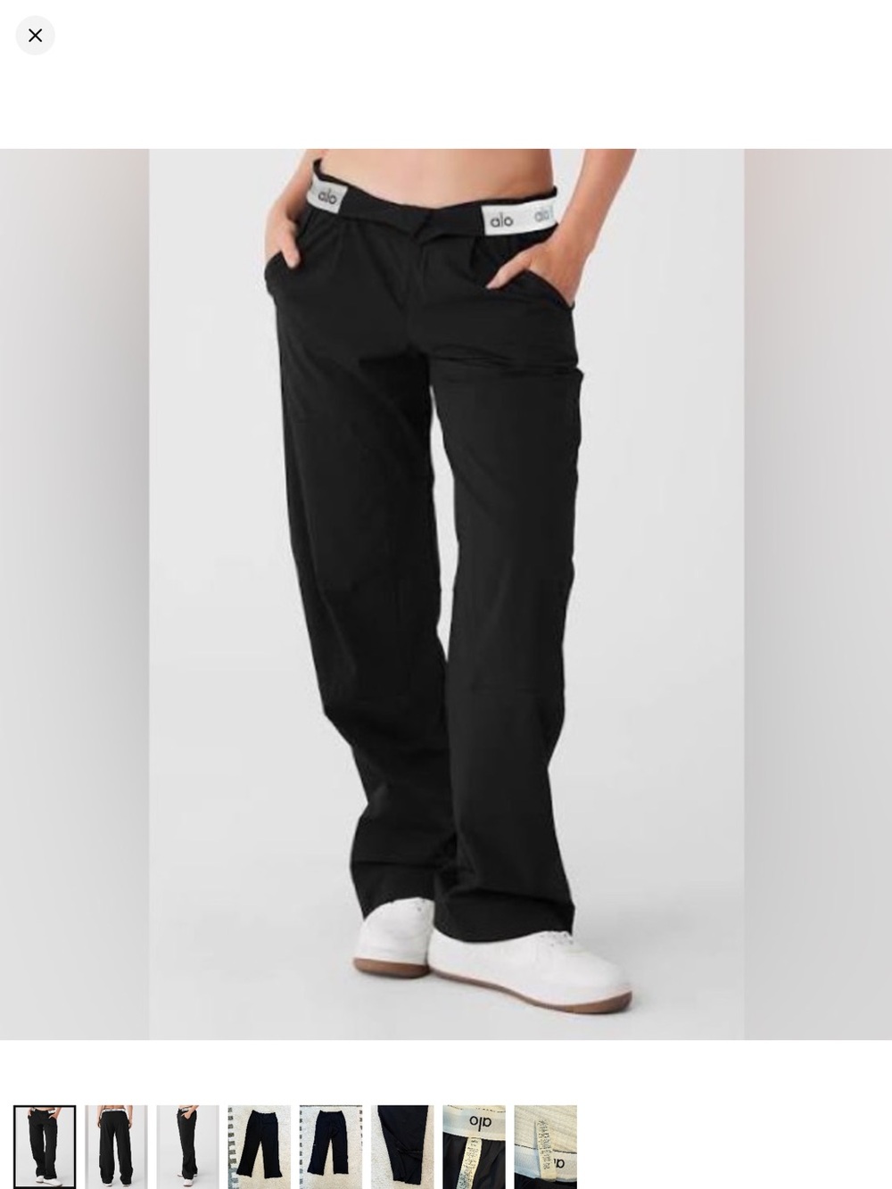 ALO Yoga Black Straight-Leg Joggers with Logo Waistband